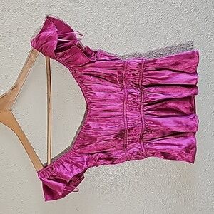 Lush Pink Satin Cropped Top